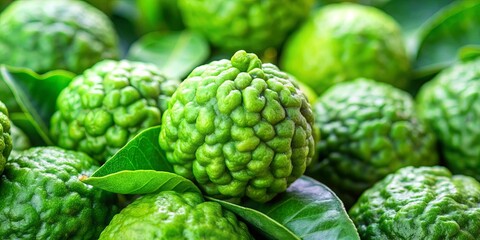 Wall Mural - Close up of fresh green bergamot fruit, bergamot, citrus, green, fresh, vibrant, healthy, organic, natural, ingredient, aroma, fruit