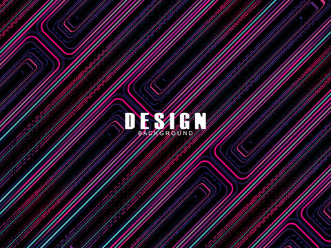 Futuristic abstract technology shining rainbow light lines with modern lines pattern black background. Vector minimal line background with text for social media covers, headers, etc.	