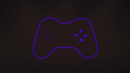 Poster - Animating neon purple game controller outline glowing on dark background