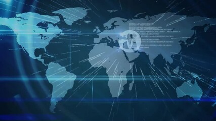 Poster - world map with digital target animation over continents and data points