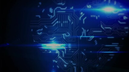Poster - Futuristic technology animation with glowing lines and circuit board pattern