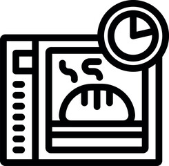 Sticker - Simple icon of an oven baking bread, with a timer showing the remaining cooking time