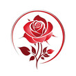 © diowcnx - Elegant and modern logo design featuring a red rose inside a circular frame. Perfect for businesses and brands that want to convey beauty and passion.