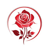 Elegant and modern logo design featuring a red rose inside a circular frame. Perfect for businesses and brands that want to convey beauty and passion.