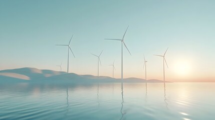 Poster - aerial view of a real time digital twin of a large scale wind turbine farm showcasing the renewable 