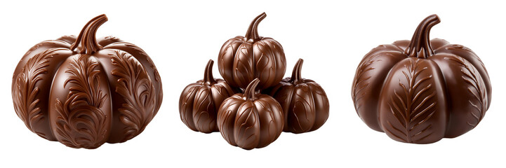 chocolate pumpkins isolated on transparent background