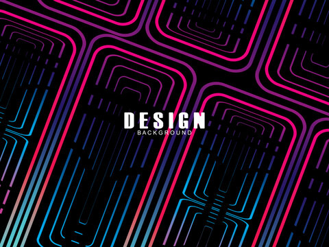 Futuristic abstract technology shining rainbow light lines with modern lines pattern black background. Vector minimal line background with text for social media covers, headers, etc.	