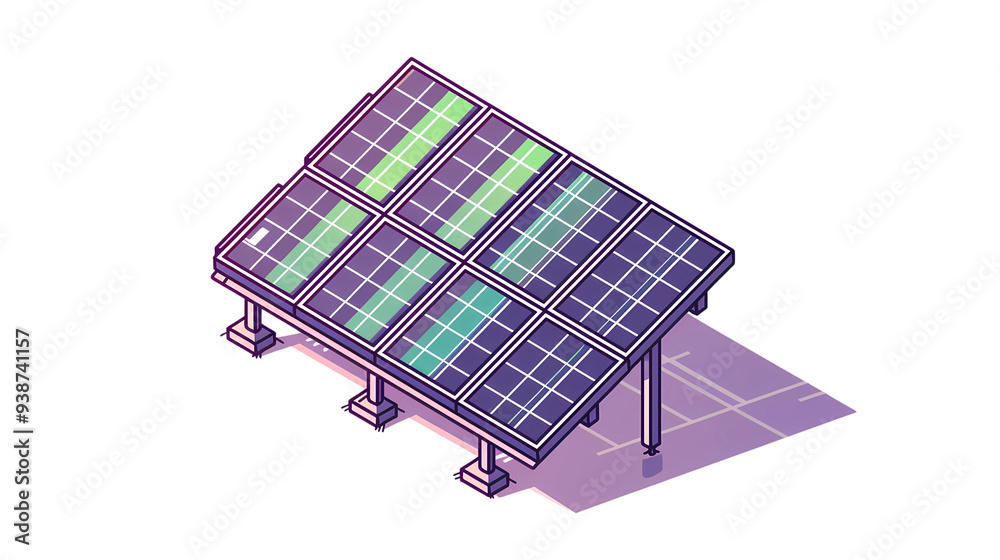 Solar Module Cartoon Without Background A simple flat cartoon illustration of an isometric solar panel with a ...