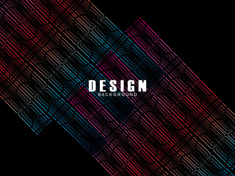Futuristic abstract technology shining rainbow light lines with modern lines pattern black background. Vector minimal line background with text for social media covers, headers, etc.	