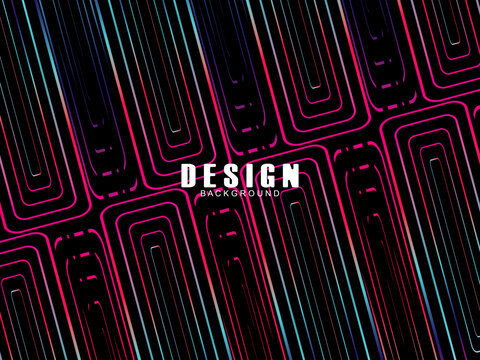 Futuristic abstract technology shining rainbow light lines with modern lines pattern black background. Vector minimal line background with text for social media covers, headers, etc.	