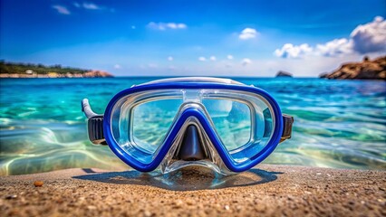 diving mask with snorkel and blue goggles for summer sea travel diving, diver, equipment, snorkeling, mask, snorkel, goggles