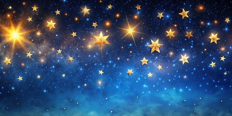Wall Mural - Starry night sky full of twinkling stars, starry, night, sky, dark, blue, peaceful, serene, celestial, astronomy, galaxy