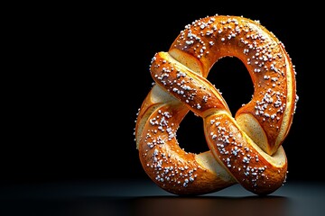 Wall Mural - A 3D German pretzel with soft lighting on the right, representing the traditional snacks of Germany.