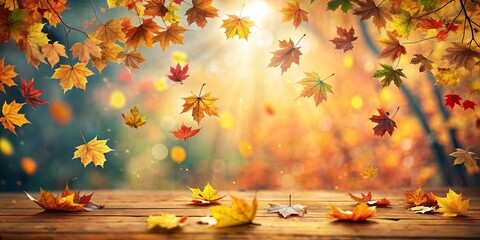 Canvas Print - Autumn background with colorful falling leaves and a cozy atmosphere, autumn, background, foliage, season, fall, leaves