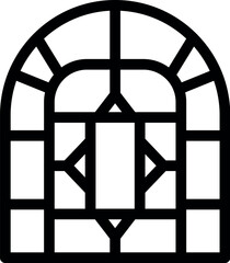 Poster - arched window featuring a geometric pattern, suitable for projects involving architecture, interior 