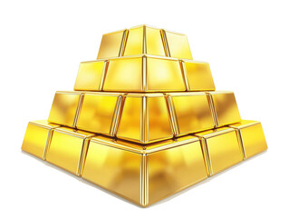 Vector art of shiny gold bars, stacked high, reflective and orderly, symbol of business success and financial achievement. PNG format.