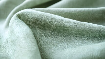 A close-up shot of soft, textured green fabric beautifully draped to showcase its folds and natural sheen.