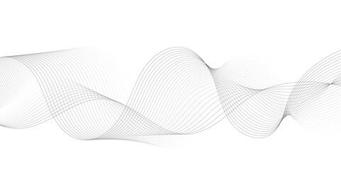 Poster - Abstract grey, white smooth element swoosh speed wave modern stream background. Wave with lines created using blend tool. Abstract frequency sound wave lines and twisted curve lines background.	
