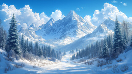 snow covered mountains, winter landscape with snow, winter landscape in the mountains, winter mounta