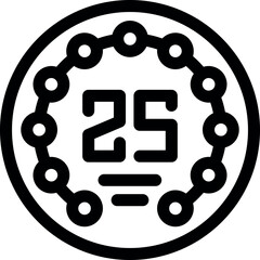 Poster - Casino chip showing the number twenty five surrounded by small circles representing the roulette game