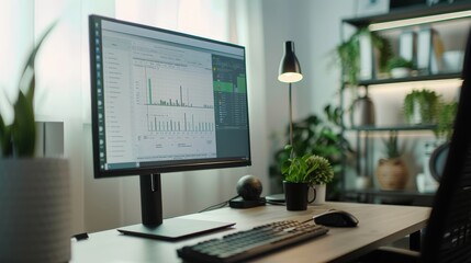 Poster - a scene of a desktop computer with a large monitor, highlighting the screen displaying work documents.