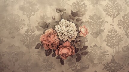 Poster - a vintage-inspired bouquet icon with intricate detailing and a classic color palette.