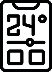 Poster - Simple, bold icon of a mobile phone displaying a temperature control interface