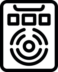 Poster - Black outline icon representing a smartphone with a fingerprint scanner, emphasizing mobile security and biometric authentication