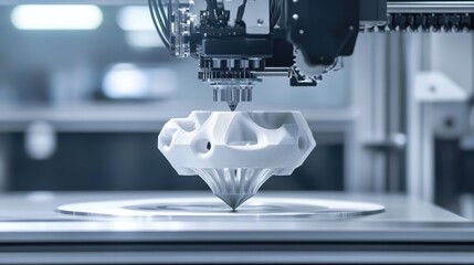 Poster - 3D printing machine creating a prototype, symbolizing innovative manufacturing.