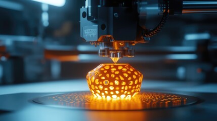 Poster - 3D printing machine creating a prototype, symbolizing innovative manufacturing.