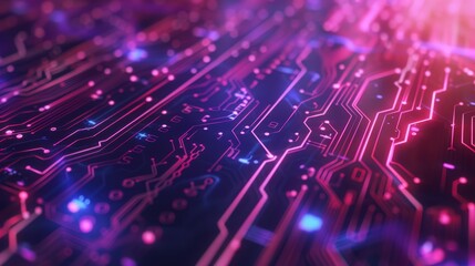 Poster - digital and abstract design with glowing lines and circuits.