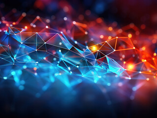 Incredible 3D render of a modern network communications background with low poly design