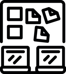 Poster - This vector illustration depicts an organized workspace with files and folders, symbolizing productivity and efficiency