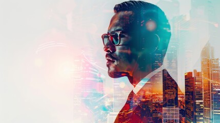 A Business Professional featuring a Cityscape Overlay for a modern and creative touch