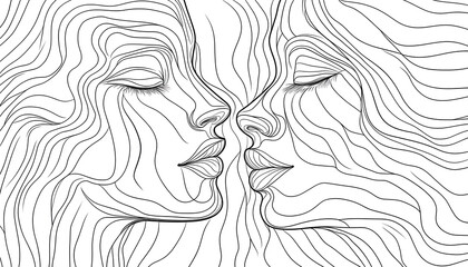 Wall Mural - vector drawing of a person's face