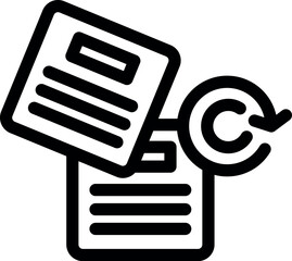 Poster - Copyrighting process icon with papers and a copyright symbol being refreshed