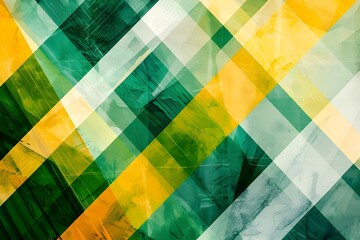 Wall Mural - Abstract Geometric Pattern with Green, Yellow, and White Colors