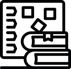 Poster - Simple organizing system for bookshelf with stack of books and labels