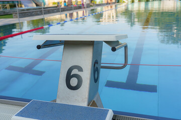 Poster - Starting blocks for diving into the pool.