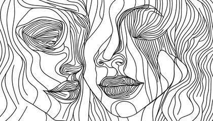 Wall Mural - vector drawing of a person's face