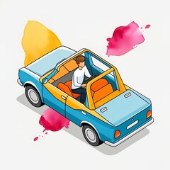 Sticker - Minimalist vector car illustration