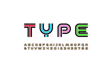 Poster - Modern striped font, alphabet made art style
