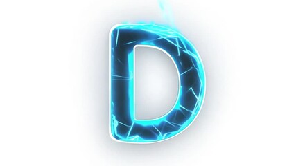 Poster - Glowing Blue Letter D With Electric Energy Effect on White Background Generative AI