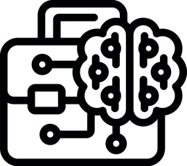 Canvas Print - Briefcase icon is being merged with a brain, symbolizing the integration of artificial intelligence into business strategies