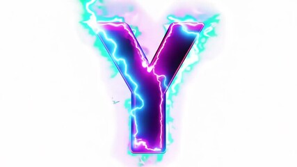 Poster - colorful lightning-emblazoned letter y on a glowing background generative ai