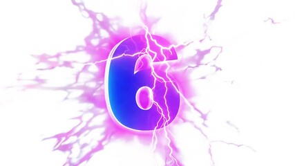 Poster - vibrant number six illuminated with electric energy and colors generative ai