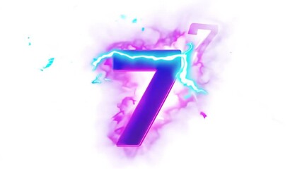 Poster - Electric Digital Art of the Number Seven Generative AI