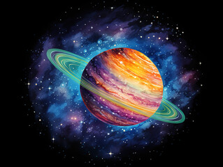 Wall Mural - Attractive Isolated solar system planets asteroids and stars on black background