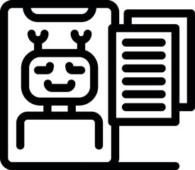 Poster - Friendly robot is holding a smartphone and documents, representing the capabilities of artificial intelligence