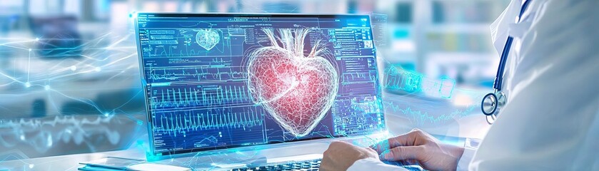 A cardiologist performing an electrophysiology study using advanced mapping technology, highlighting innovation in diagnosing heart rhythm disorders